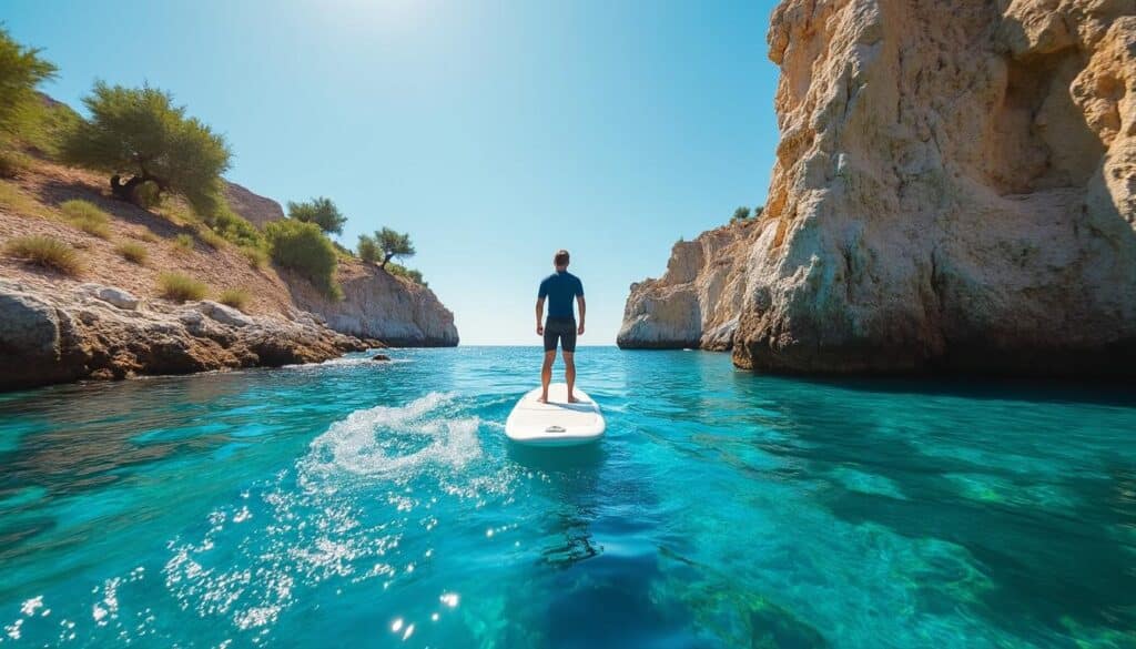 explorez la crète autrement avec le stand-up paddle : une aventure sur l'eau pour découvrir les paysages côtiers et la mer méditerranée sous un nouvel angle.